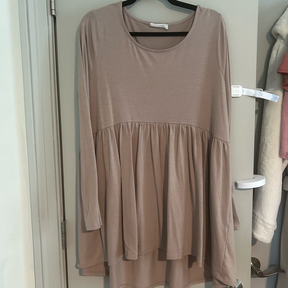 Zenana Outfitters Taupe Long Sleeve Dress